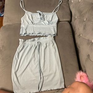 Baby blue matching set . Skirt and crop top